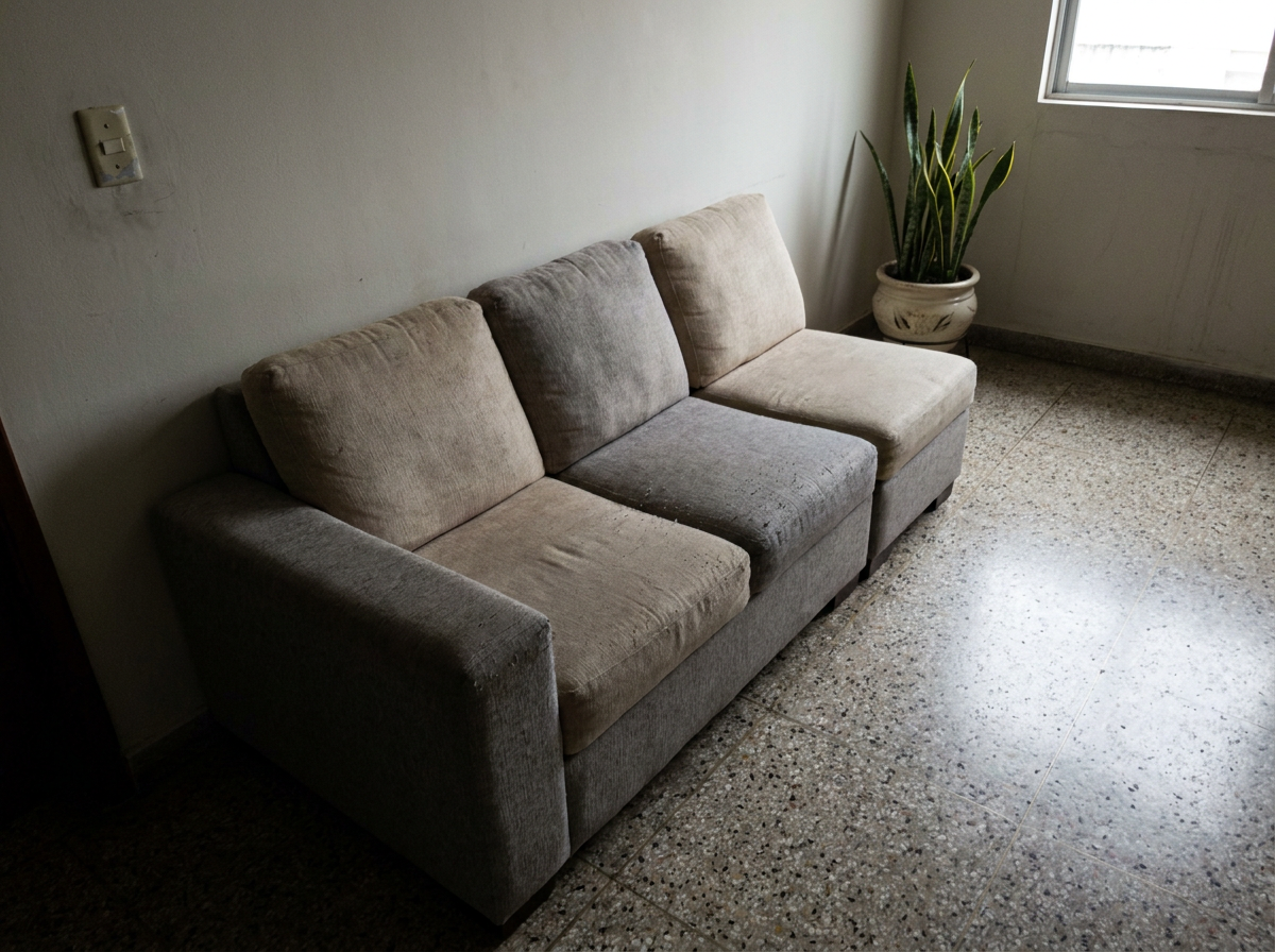 Sofá modular tela beige/gris
