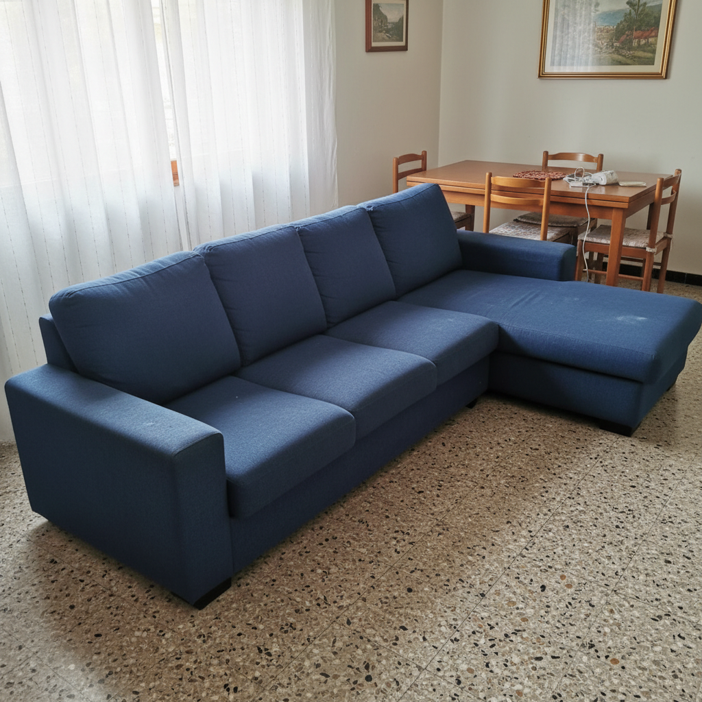 Sofá Chaiselounge Azul Marino 4 Plazas