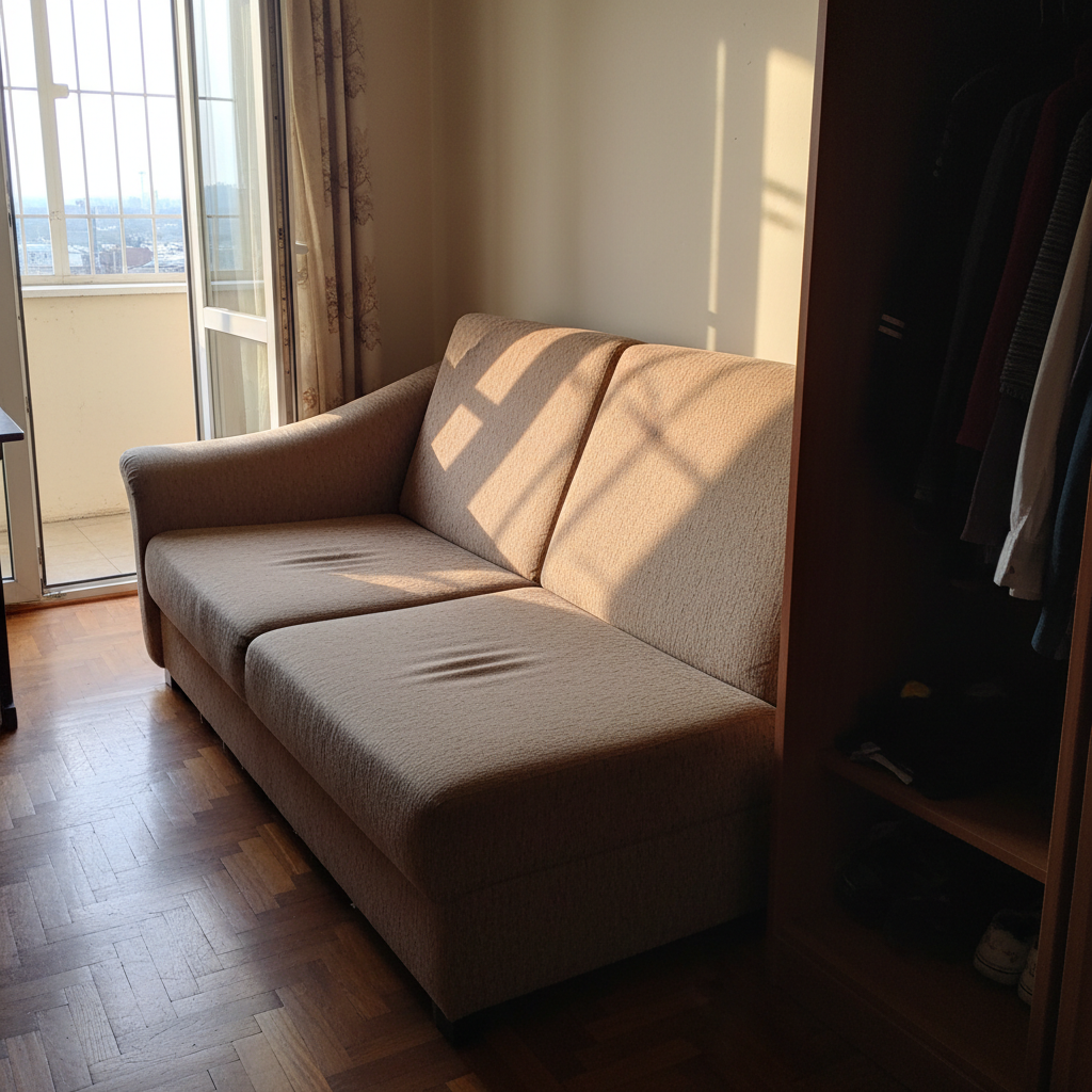 Sofá chaise longue tela beige y marrón