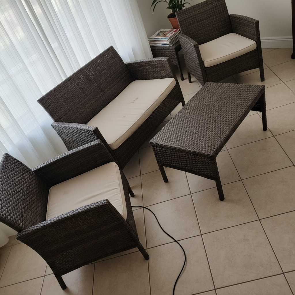 Conjunto Rattan 2 Sillones, Sofá y Mesa